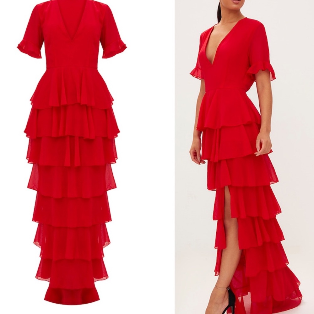 Red Ruffle Dress